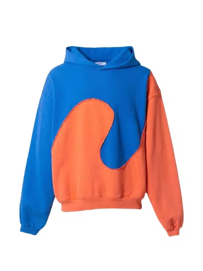 Erl Swirl Fleece Hoodie In Blue