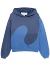 Erl Long-sleeved Hooded Sweatshirt In Blue