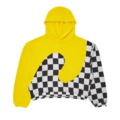 Pre-owned Erl Swirl Hoodie 'yellow Checker'