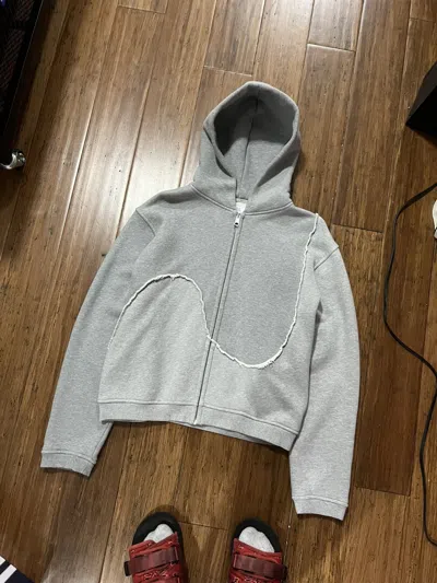 Pre-owned Erl Swirl Zip Hoodie In Gray