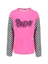 Erl Oversized Printed Flocked Cotton-jersey T-shirt In Pink