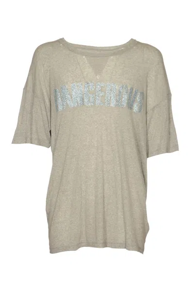 Erl Dangerous Cotton T-shirt In Grigio