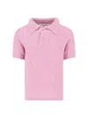 Erl Textured Fabric Polo Shirt With Short Sleeves In Pink
