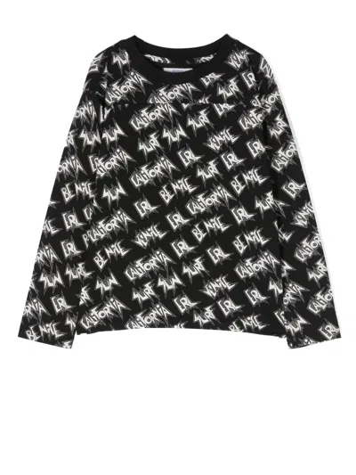 Erl Kids' Text-print Long-sleeved T-shirt In Black