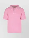 Erl Textured Fabric Polo Shirt With Short Sleeves In Pink
