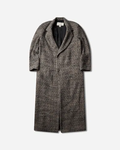 Erl Textured Wool Overcoat In Grey