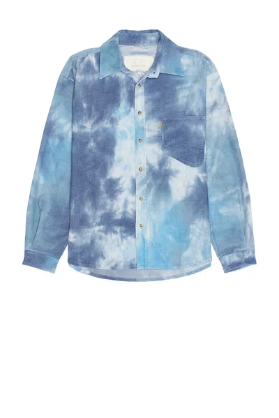Erl Tie-dye Corduroy Overshirt In Blue