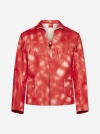 Erl Tie Dye-print Leather Jacket In Red