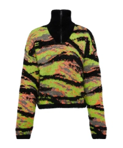 Erl Tiger Jacquard Sweater In Green