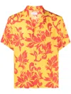 Erl Yellow Floral Print Short-sleeve Shirt In Yellow