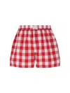 Erl Elastic Waistband Checkered Pattern Underwear In Red