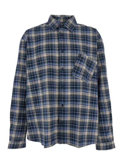 Erl Unisex Blue Plaid Shirt Woven In Multi
