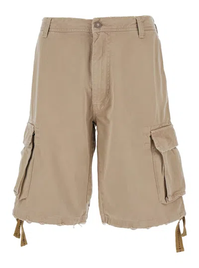 Erl Unisex Classic Cargo Shorts Woven In Brown