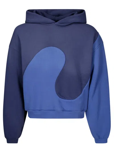 Erl Unisex Classic Swirl Hoodie Knit In Blue Blue