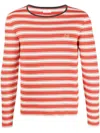 Erl Unisex Crewneck Striped Light Sweater Knit Clothing In Red