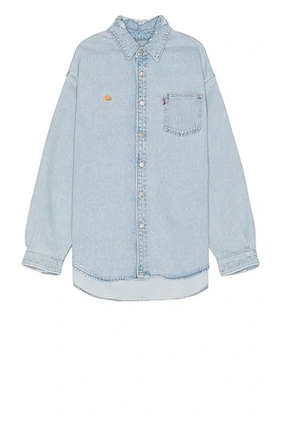 Erl Unisex Levis Overshirt Woven In Blue