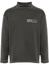 Erl Brushed Cotton Mock-neck Sweatshirt With Contrasting Print In Black