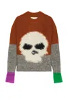 Erl Mohair Skull Intarsia Sweater In Brown