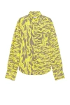 Erl Unisex Printed Button Up Shirt Woven In Yellow Flames