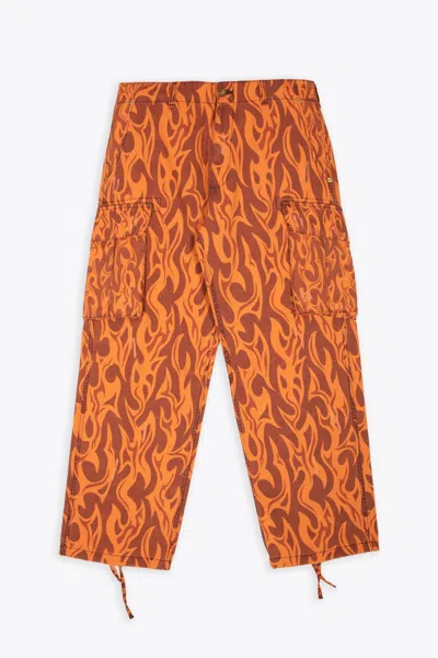 Erl Unisex Printed Cargo Pants Woven Orange Canvas Printed Cargo Pant - Unisex Printed Cargo Pants Woven In Arancione