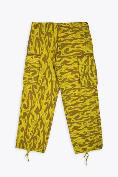 ERL UNISEX PRINTED CARGO PANTS WOVEN YELLOW CANVAS PRINTED CARGO PANT - UNISEX PRINTED CARGO PANTS WOVEN