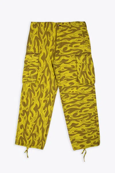 Erl Unisex Printed Cargo Pants Woven Yellow Canvas Printed Cargo Pant - Unisex Printed Cargo Pants Woven In Giallo