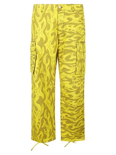 Erl Unisex Printed Cargo Pants Woven In Yellow | ModeSens
