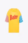 ERL UNISEX PRINTED LIGHT JERSEY TSHIRT YELLOW DISTRESSED COTTON T-SHIRT WITH BABY PRINT - UNISEX PRINTED