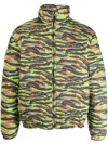 Erl Unisex Printed Quilted Puffer Jacket In 1  Green Rave Camo