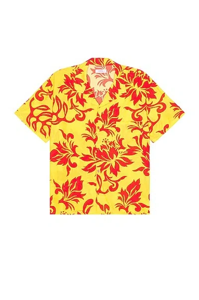 Erl Unisex Printed Short Sleeve Shirt Woven In  Tropical Flowers