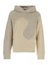 Erl 'swirl' Beige Hoodie With Hood And Brushed Finish In Wool And Silk Blend Man In Grey
