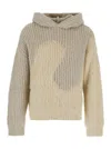 Erl 'swirl' Beige Hoodie With Hood And Brushed Finish In Wool And Silk Blend Man In Grey