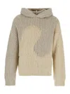 Erl 'swirl' Beige Hoodie With Hood And Brushed Finish In Wool And Silk Blend Man In Neutrals