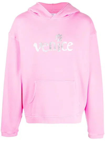 ERL｜HOODIES/SWEATS (Silver Printed Venice Hoodie Knit - Erl Unisex Silver Printed Venice Hoodie Knit In Multicolor