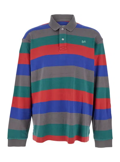 ERL MULTICOLOR POLO SHIRT WITH FRONT LOGO AND ALL-OVER STRIPED PATTERN IN COTTON MAN