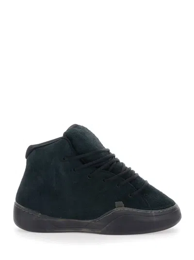Erl Unisex Suede Mid-vamp Sneaker In Cow Leather With Lace-up Closure In Black