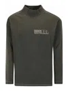 Erl Brushed Cotton Mock-neck Sweatshirt With Contrasting Print In Black