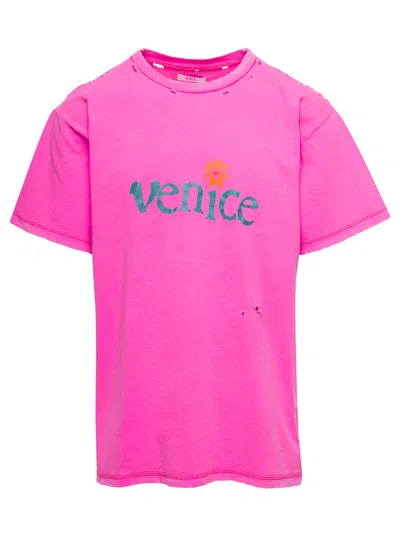 Erl Unisex Venice T-shirt Knit In Fuchsia