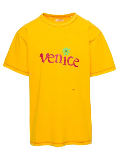 Erl Unisex Venice T-shirt Knit In Yellow