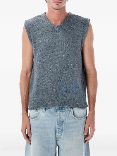 Erl V-neck Logo Vest In Blue