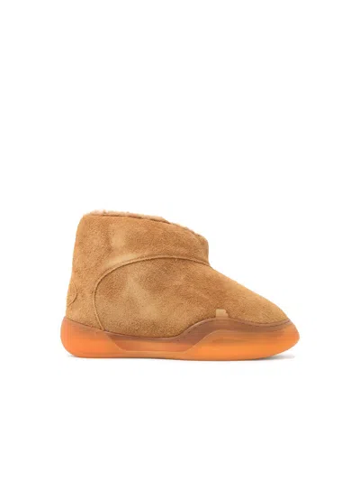 Erl 'vamp' 'natural' Suede Ankle Boots In Brown