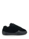 Erl Vamp Skate Black Low-top Sneaker With Front Logo In Velvet Man In Black