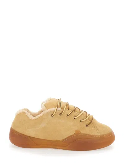 Erl 'vamp Skate' Brown Low Top Sneakers With Contrasting Sole In Beige