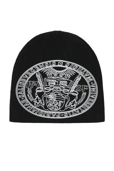 Erl Varsity Beanie Knit In Black