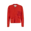 Erl Script Knit Tech Fabric Cardigan In Red