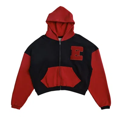 Pre-owned Erl Varsity Hoodie Knit 'black/red' | Men's Size L