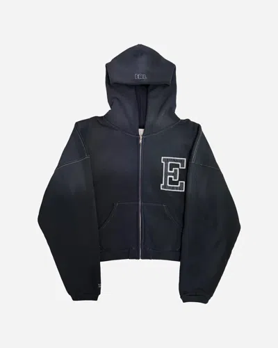 Erl Varsity Oversized Zip-up Hoodie In Black