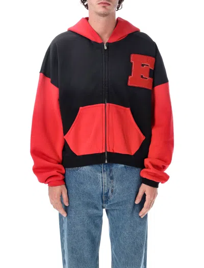 Erl Varsity Zip-up Hoodie In Nero