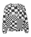 Erl Checked Crew-neck Sweatshirt With Rib Hem In White