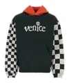 Erl Venice Checker Sleeve Hoodie In Black